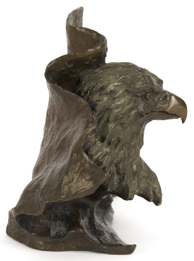 Lot 1171: Mark Hopkins "Spacious Skies" and Eagle Bust with Flag Bronze