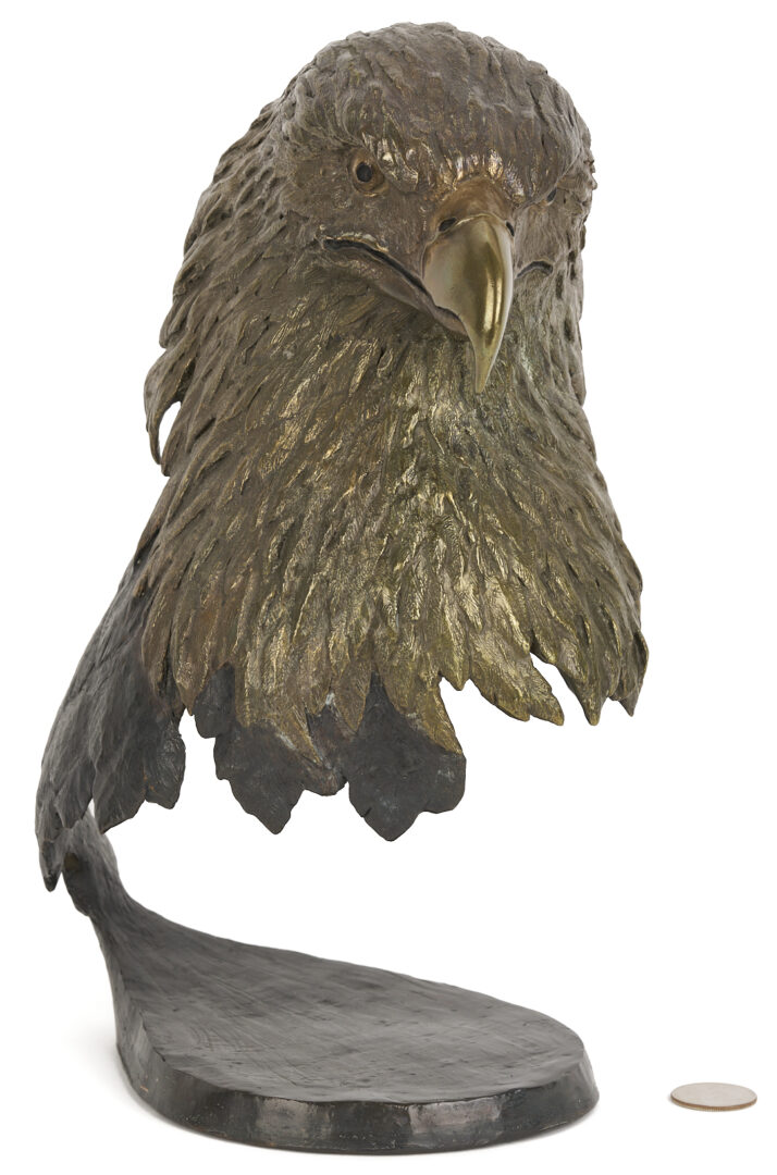 Lot 1171: Mark Hopkins "Spacious Skies" and Eagle Bust with Flag Bronze