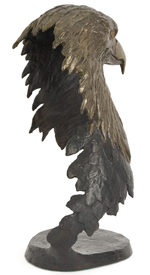 Lot 1171: Mark Hopkins "Spacious Skies" and Eagle Bust with Flag Bronze