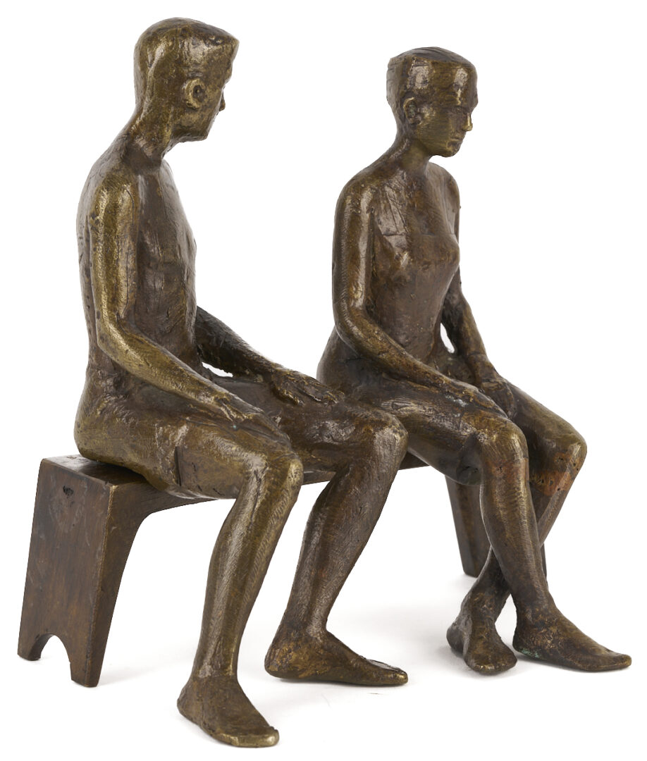 Lot 1175: Bronze Sculpture of 2 Figures on Bench