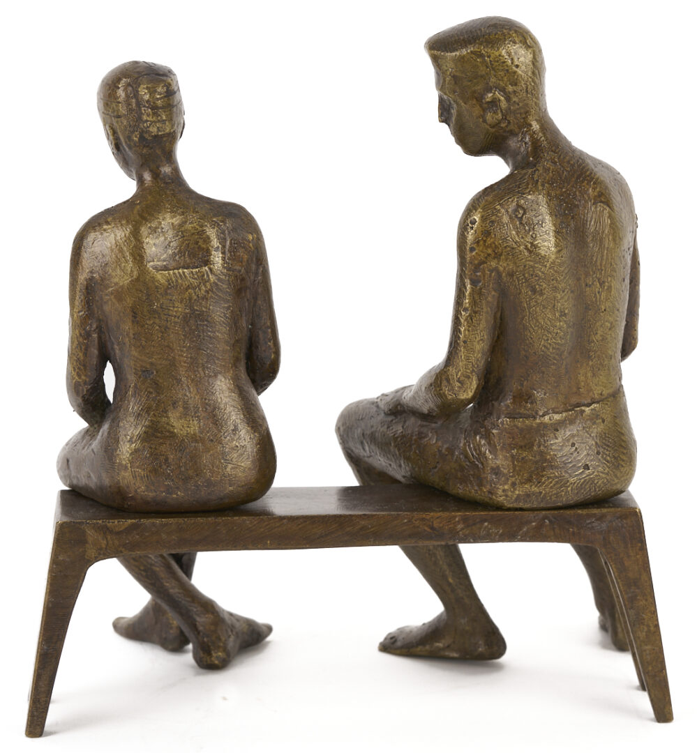 Lot 1175: Bronze Sculpture of 2 Figures on Bench