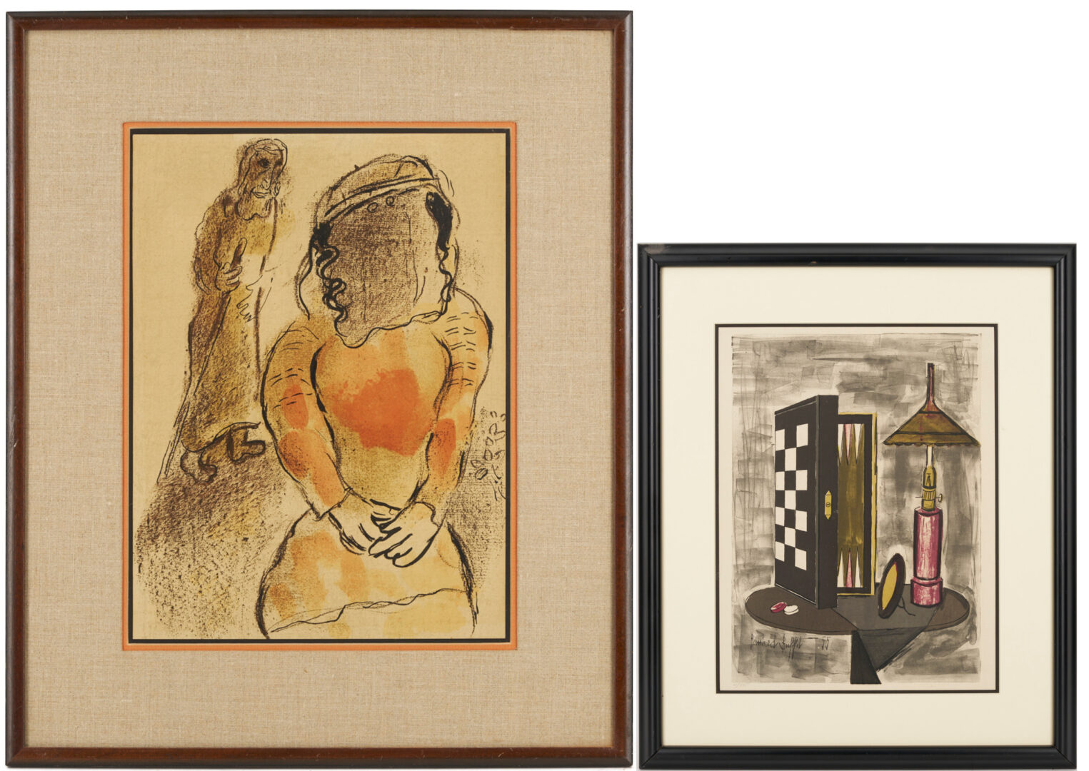 Lot 1188: Marc Chagall Bible Lithograph, Tamar, plus Bernard Buffet, Still Life w/ Backgammon