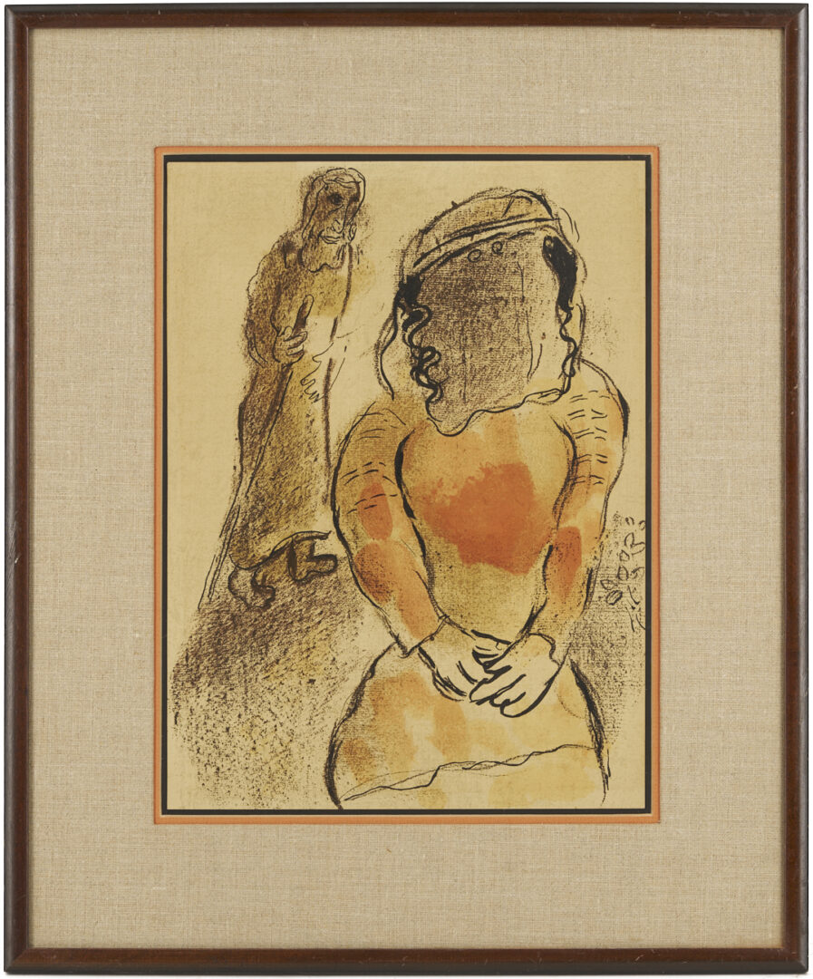 Lot 1188: Marc Chagall Bible Lithograph, Tamar, plus Bernard Buffet, Still Life w/ Backgammon