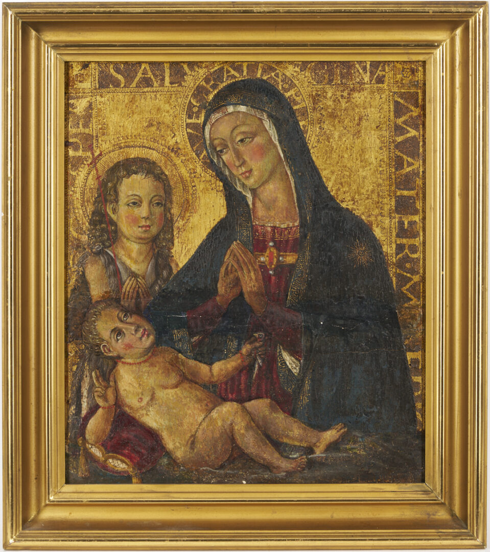 Lot 118: Italian School 16th C. Madonna and Child w/ Saint John the Baptist