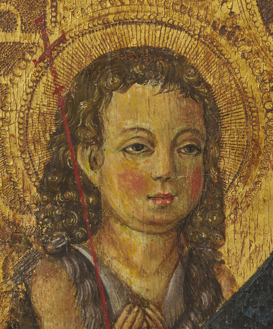 Lot 118: Italian School 16th C. Madonna and Child w/ Saint John the Baptist