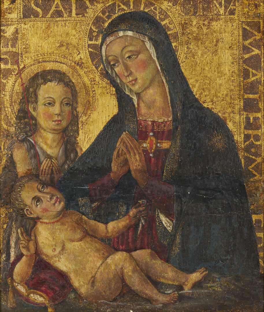 Lot 118: Italian School 16th C. Madonna and Child w/ Saint John the Baptist