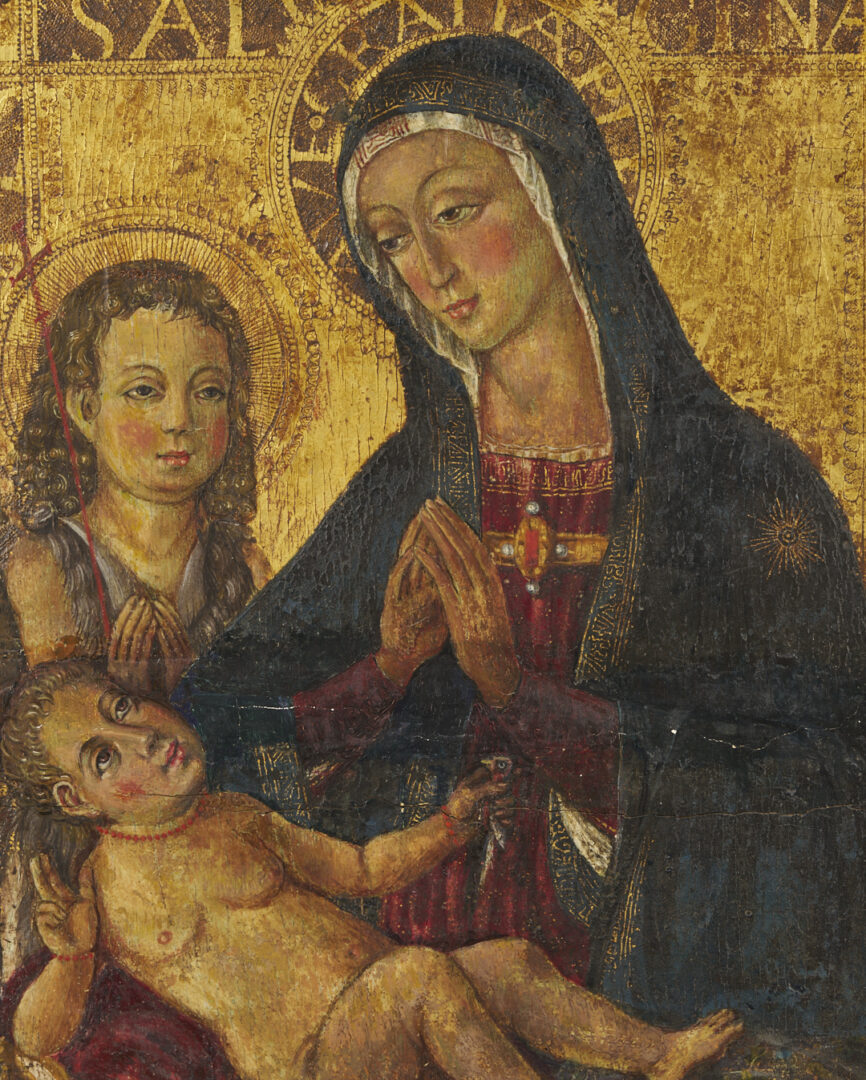 Lot 118: Italian School 16th C. Madonna and Child w/ Saint John the Baptist