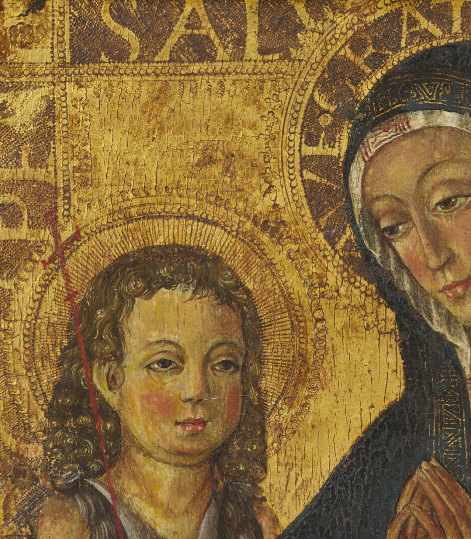 Lot 118: Italian School 16th C. Madonna and Child w/ Saint John the Baptist