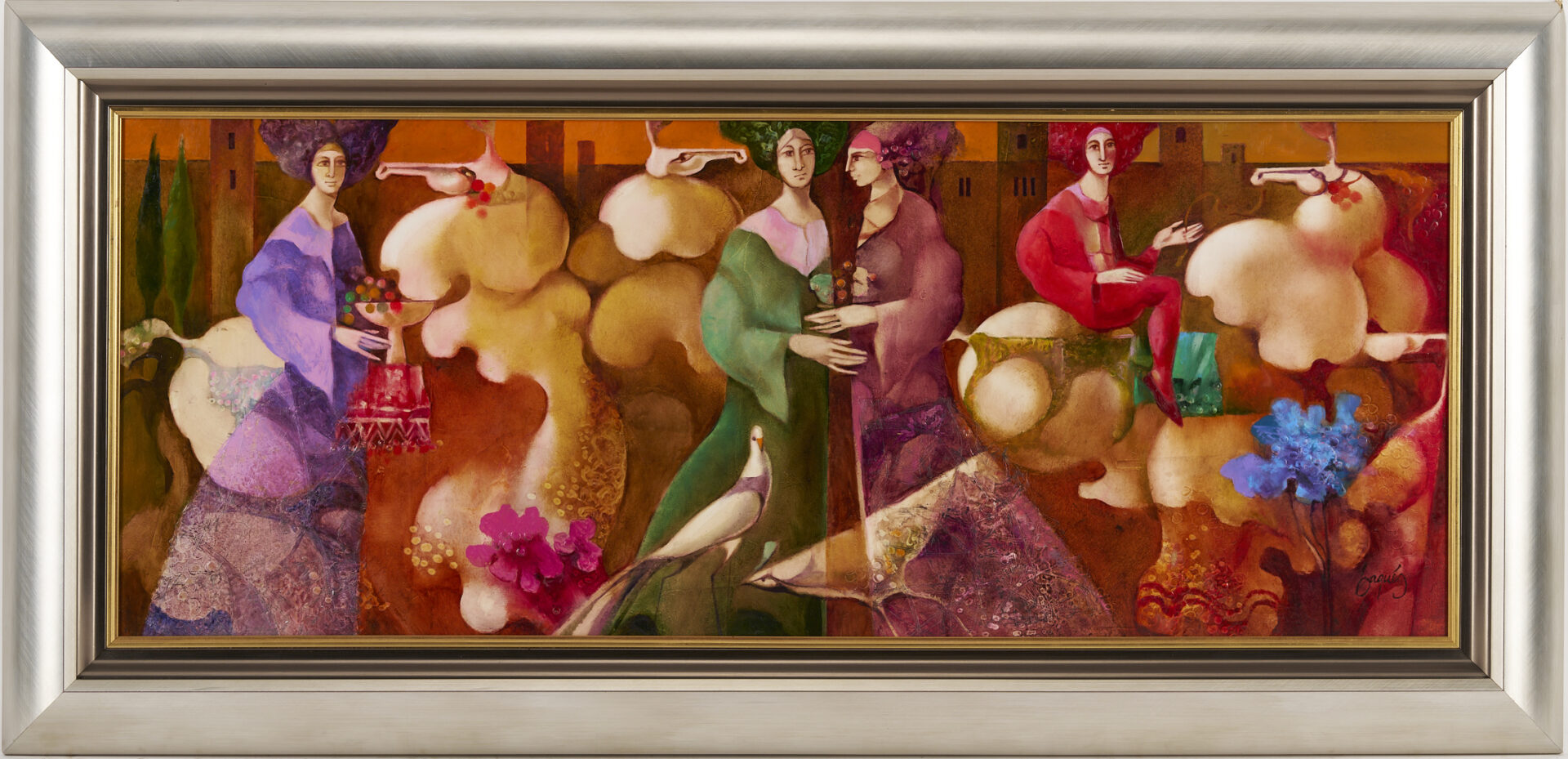 Lot 1193: Josep Baques Surrealist O/B Painting