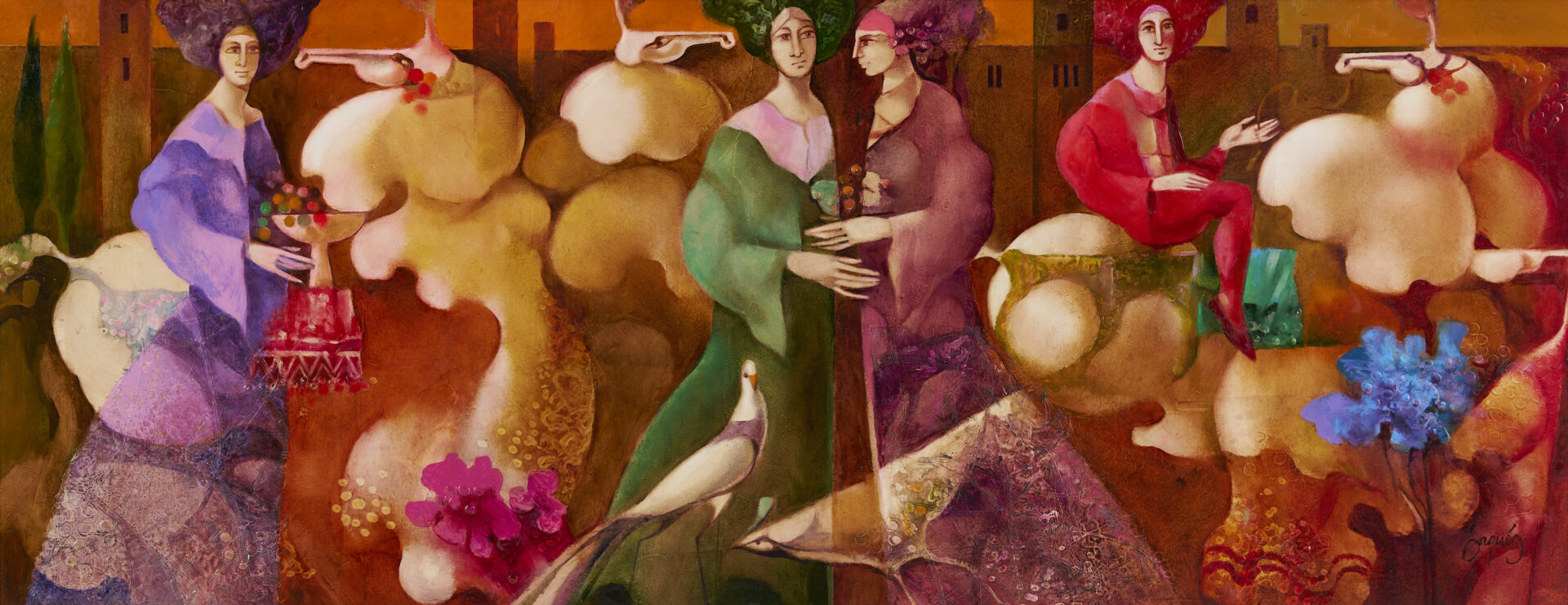 Lot 1193: Josep Baques Surrealist O/B Painting