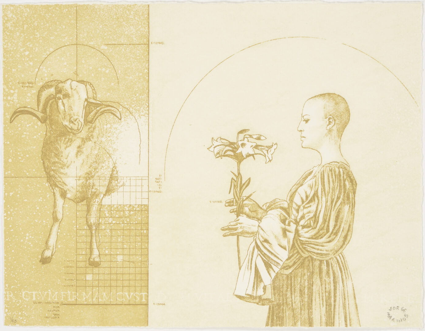 Lot 1194: 4 Jorge Marin Etchings, plus Triennale Mondiale de l'Estampe Letter of Honor