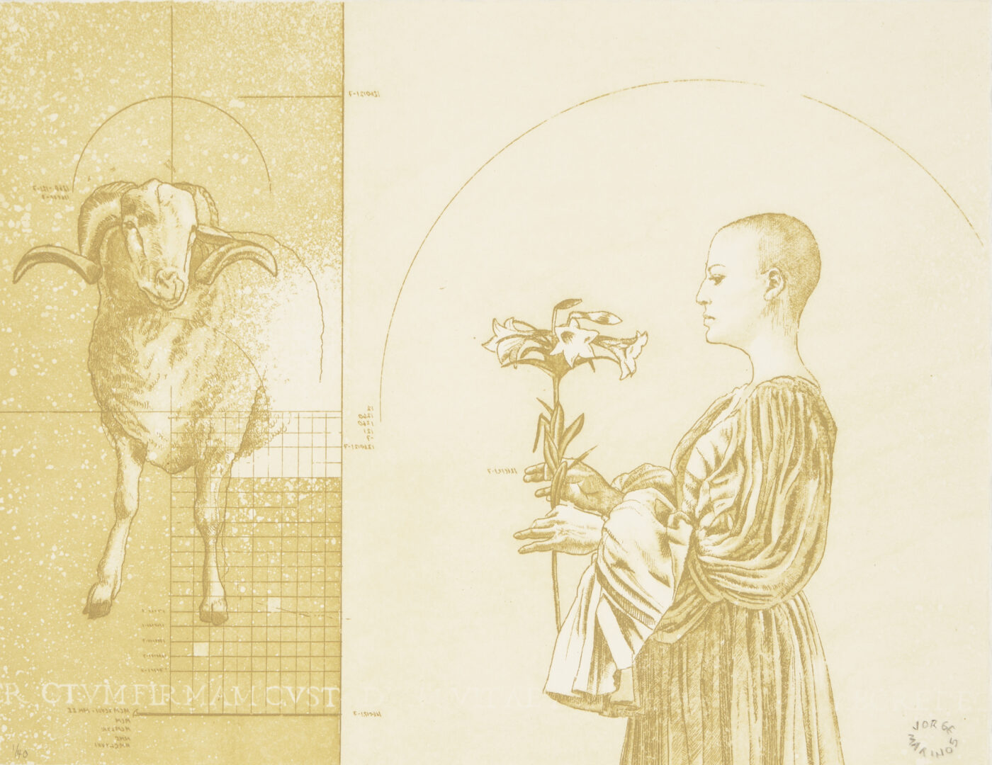 Lot 1194: 4 Jorge Marin Etchings, plus Triennale Mondiale de l'Estampe Letter of Honor