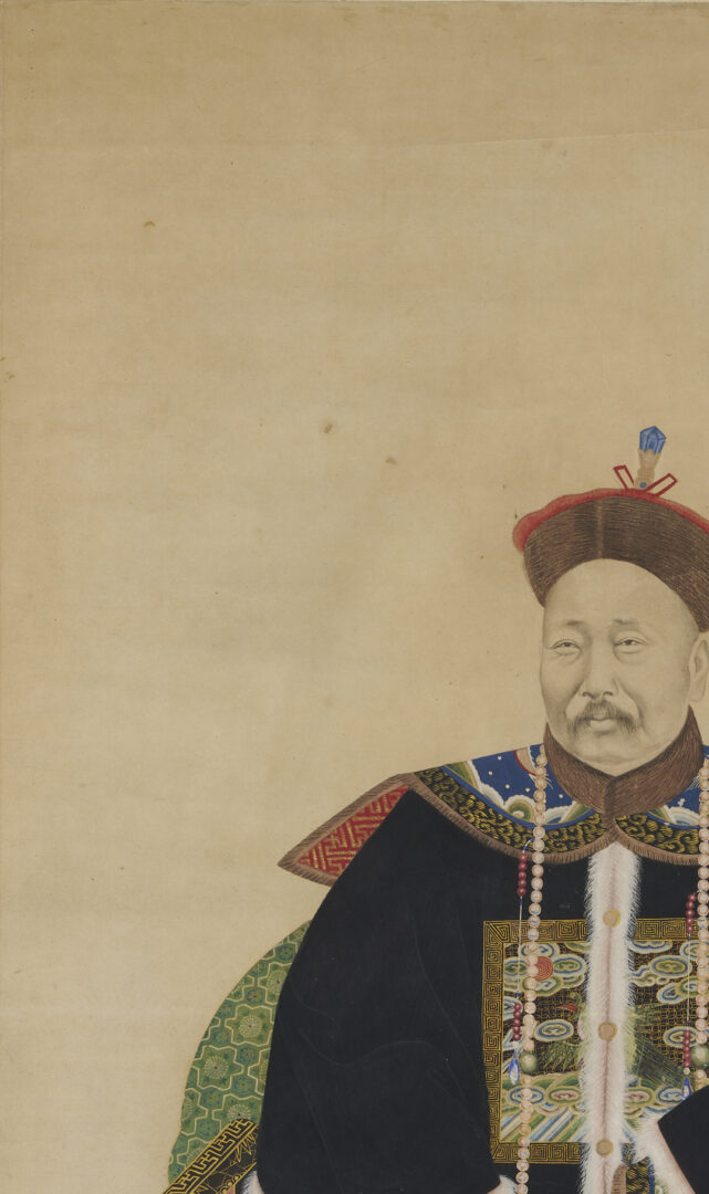 Lot 11: Pair Qing Chinese Ancestor Portraits