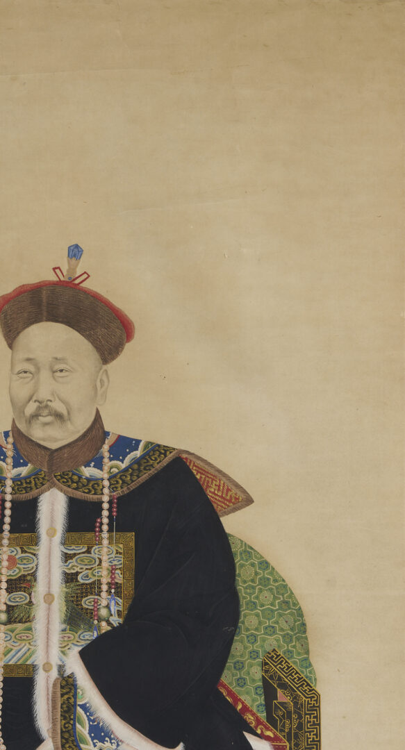 Lot 11: Pair Qing Chinese Ancestor Portraits