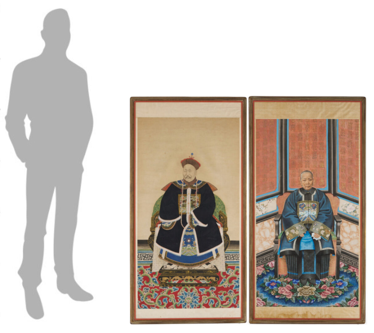 Lot 11: Pair Qing Chinese Ancestor Portraits