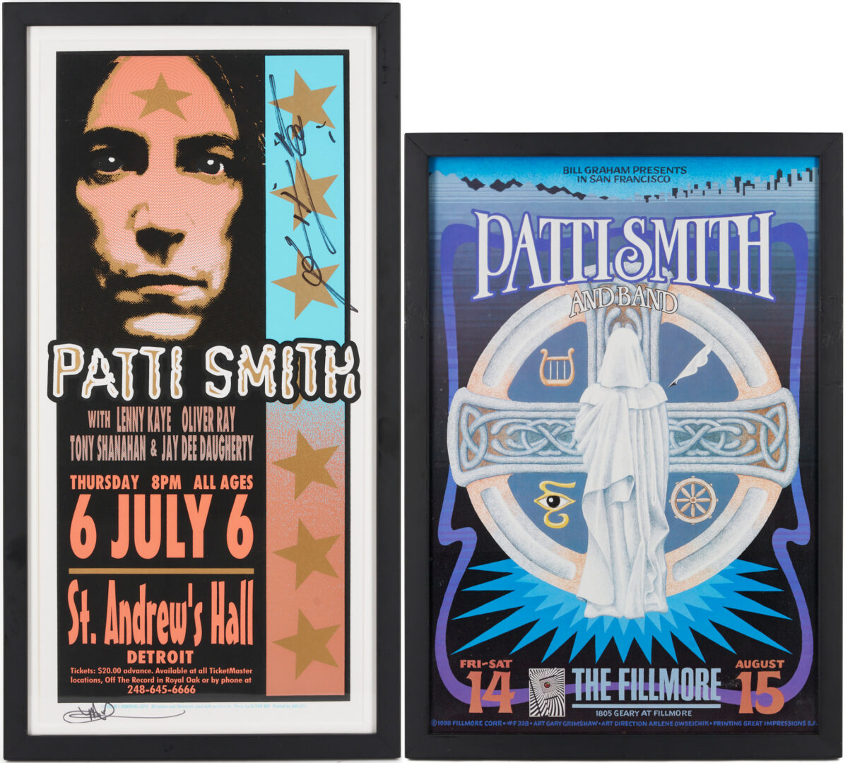 Lot 1201: 2 Framed Patti Smith Concert Posters, 1 Double Signed