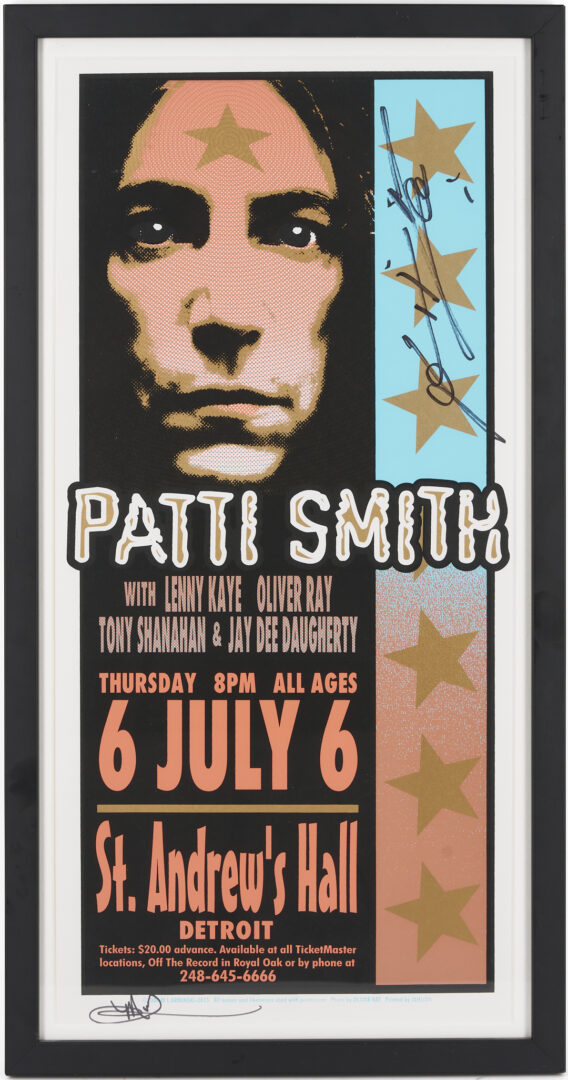 Lot 1201: 2 Framed Patti Smith Concert Posters, 1 Double Signed