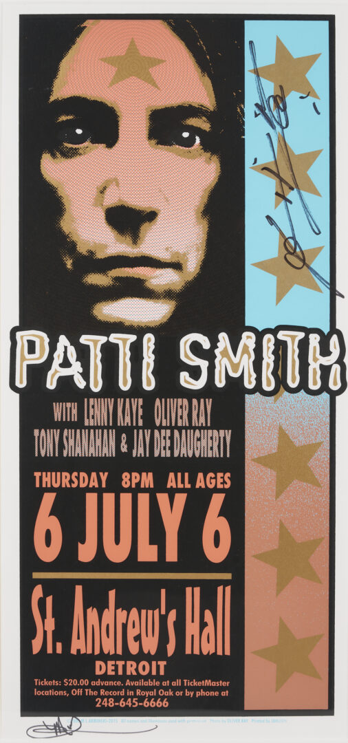 Lot 1201: 2 Framed Patti Smith Concert Posters, 1 Double Signed