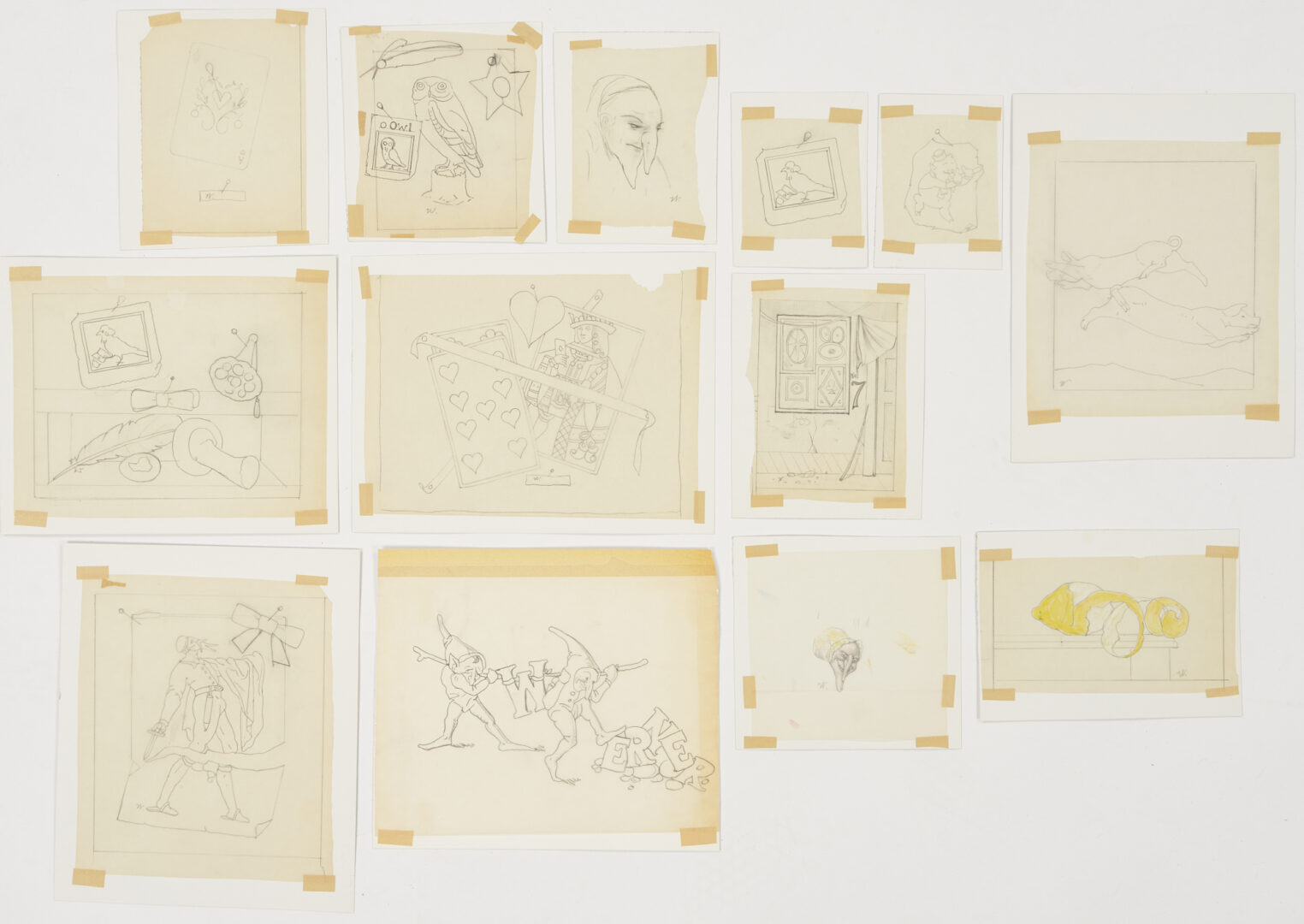 Lot 1204: 13 Werner Wildner Pencil Sketches