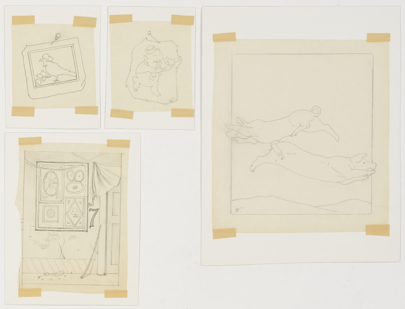 Lot 1204: 13 Werner Wildner Pencil Sketches