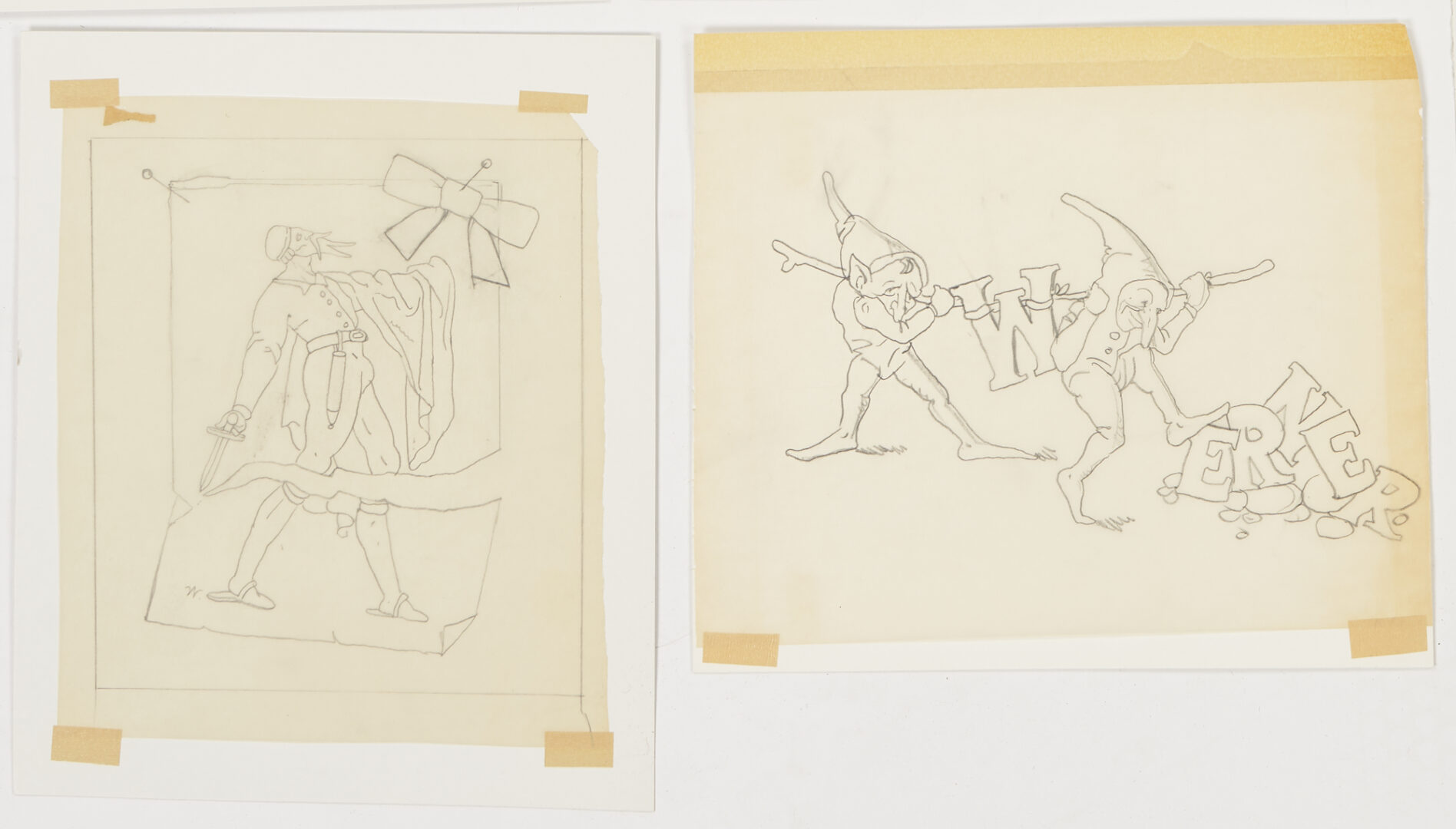 Lot 1204: 13 Werner Wildner Pencil Sketches