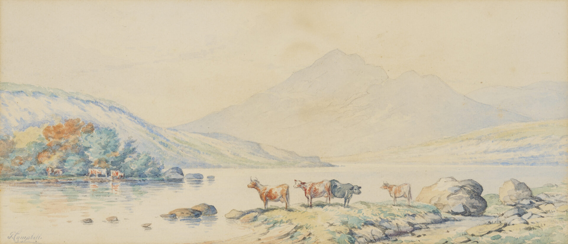 Lot 1205: Thomas Campbell Scottish Landscape Watercolor