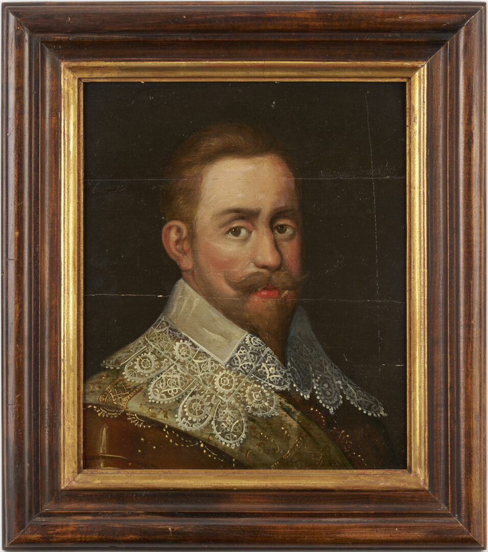 Lot 120: Pr. 17th c. European Pendant Portraits, Gustavus Adolphus & Maria Eleonora