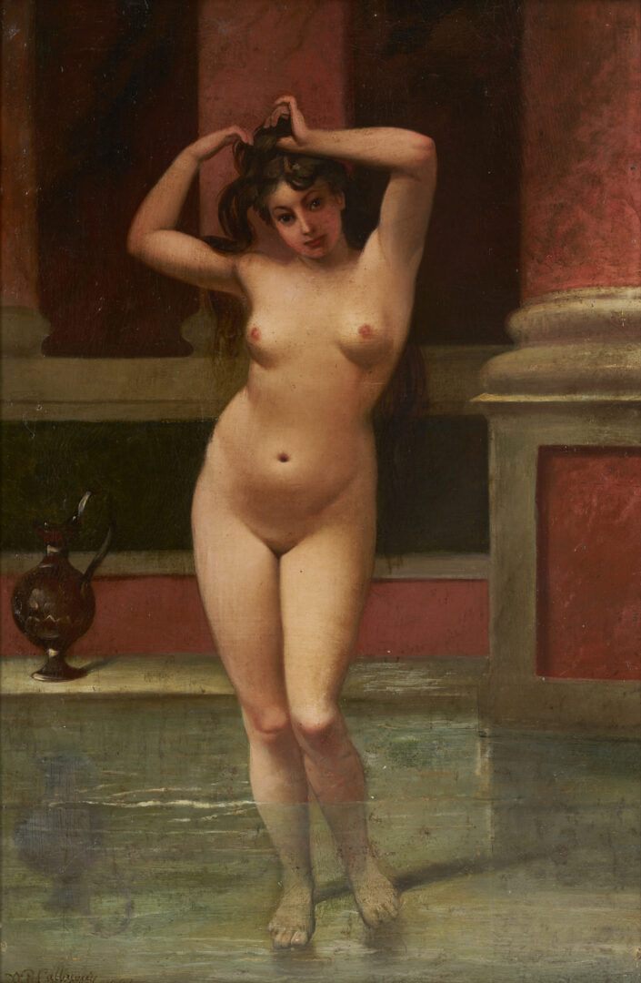 Lot 1212: W. F. Callaway O/C, Nude Bather