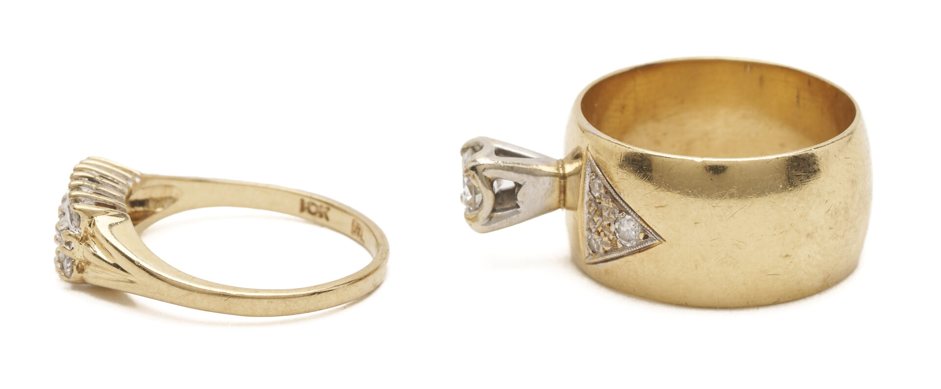 Lot 1213: Two (2) Ladies' Yellow Gold & Diamond Rings