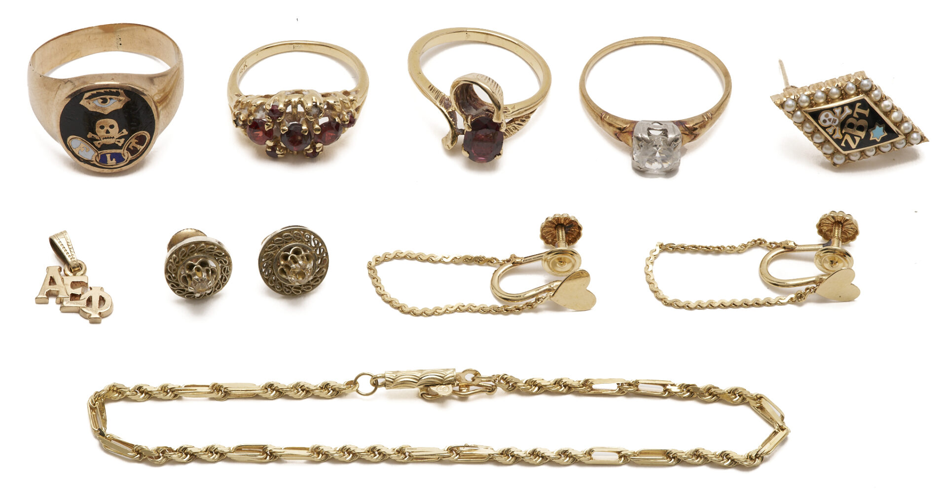 Lot 1214: 9 Assorted Gold Jewelry Items