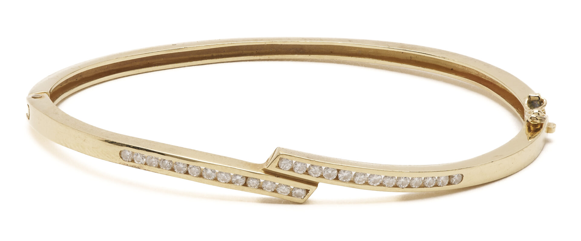 Lot 1223: 14K Gold & Diamond Designer Bangle Bracelet