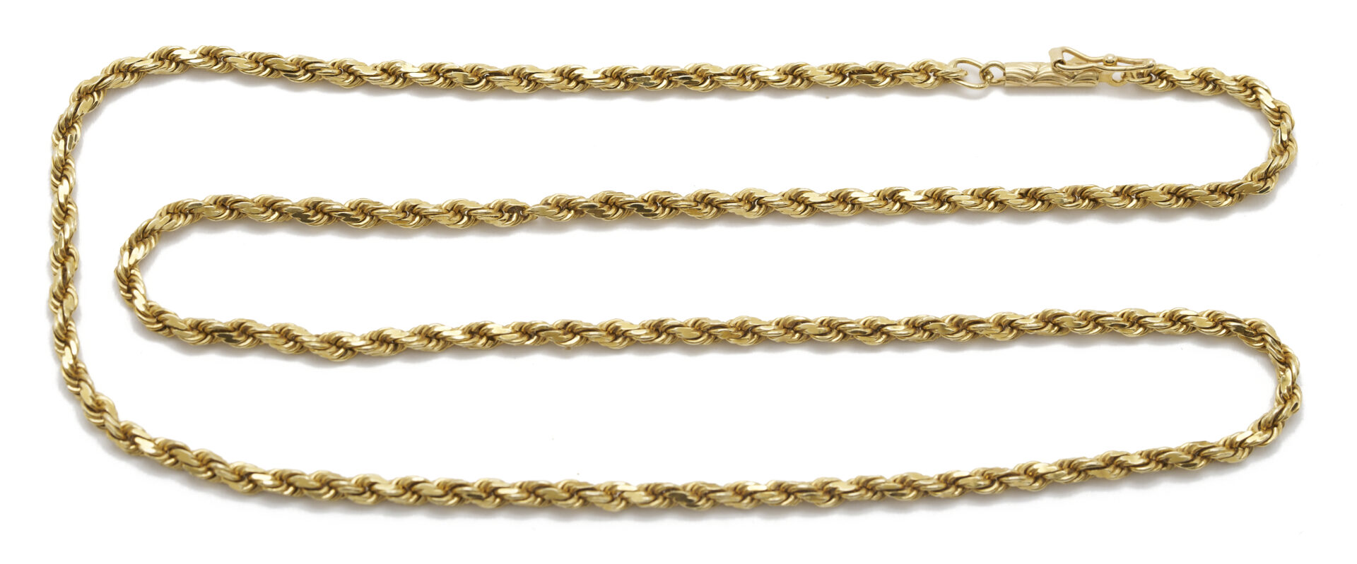 Lot 1227: 14K Yellow Gold Rope Chain Necklace