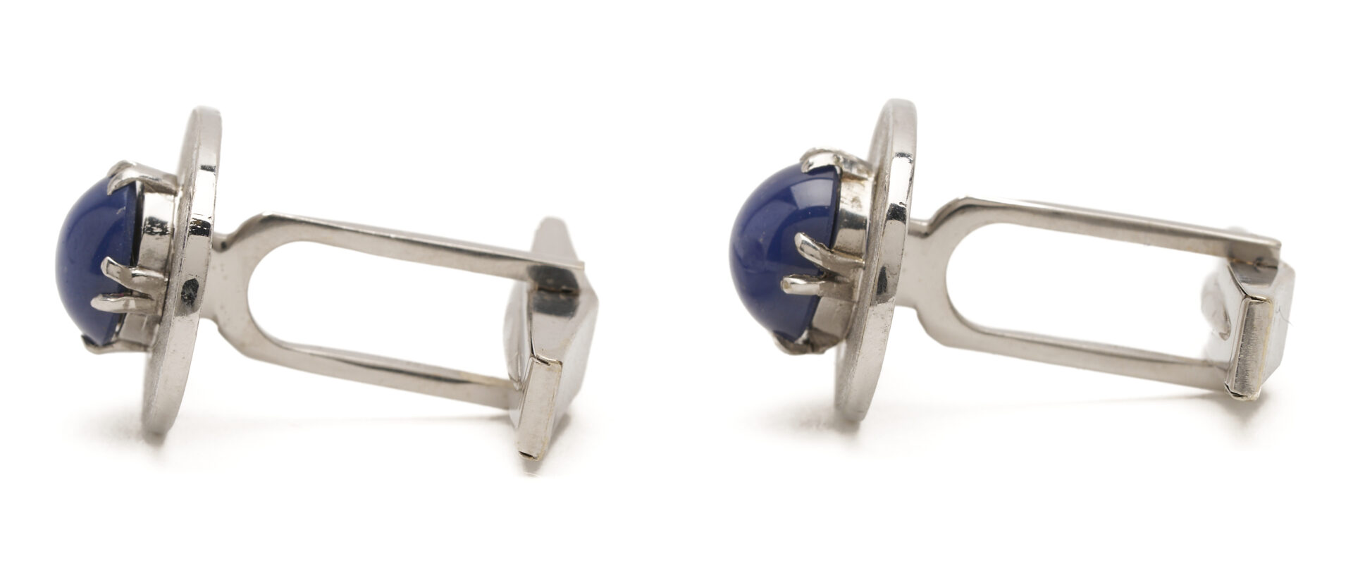 Lot 1229: 14K White Gold & Sapphire Cufflinks