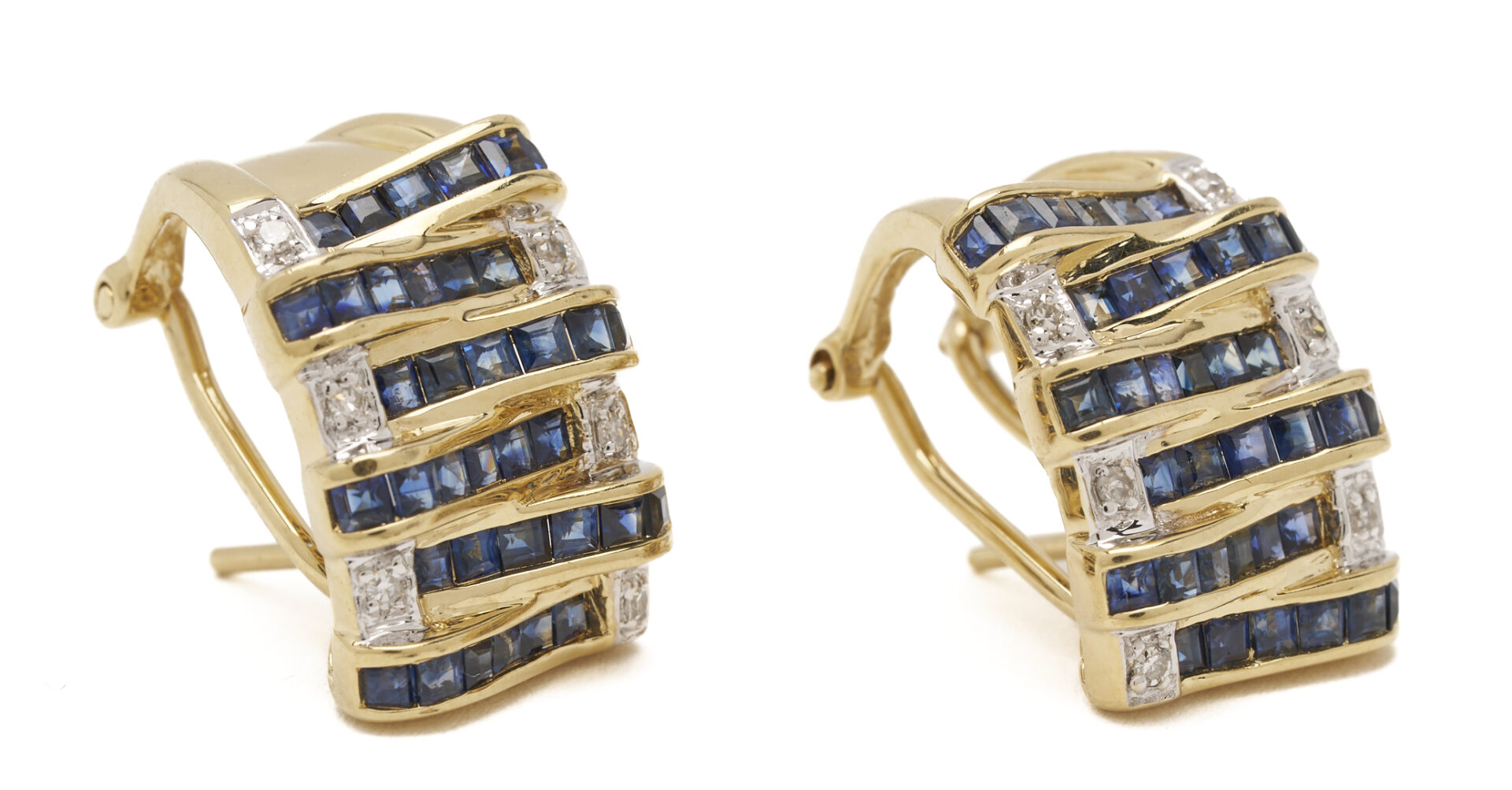 Lot 1230: 14K Diamond & Sapphire Earrings