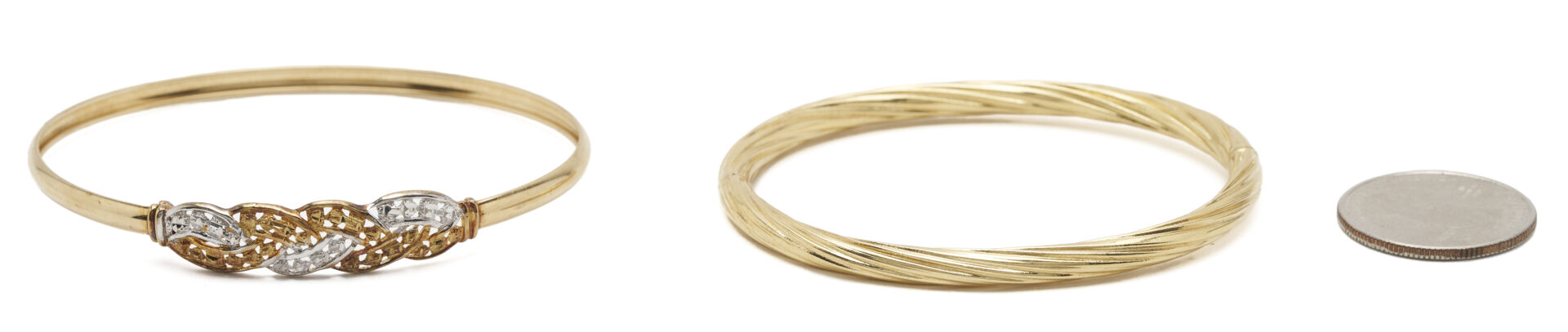 Lot 1233: Two (2) Ladies' Gold Bangle Bracelets