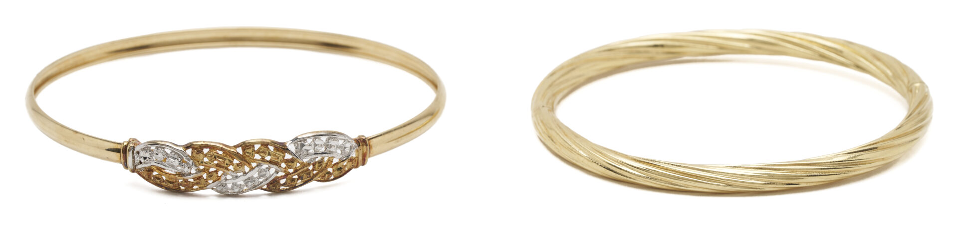 Lot 1233: Two (2) Ladies' Gold Bangle Bracelets