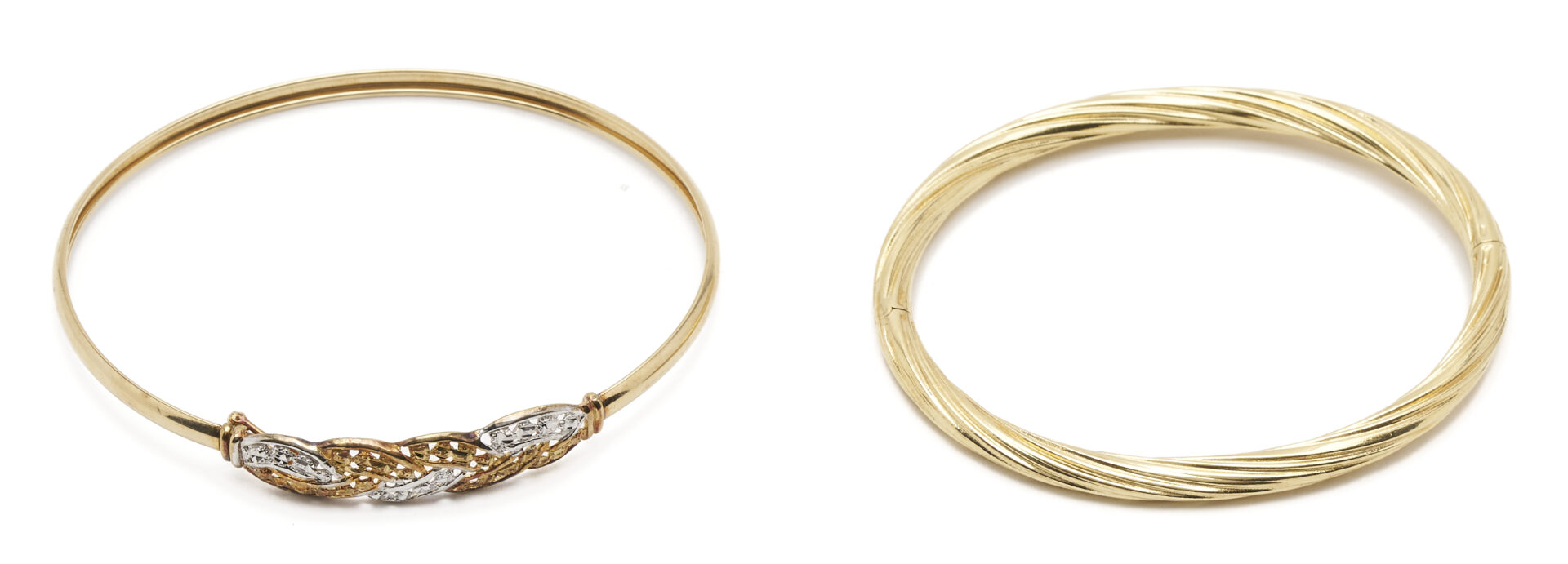 Lot 1233: Two (2) Ladies' Gold Bangle Bracelets