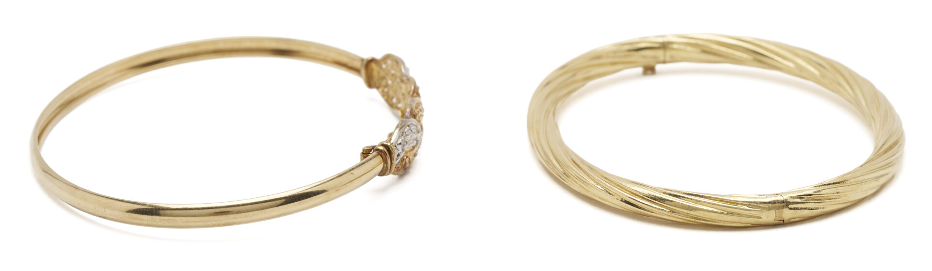 Lot 1233: Two (2) Ladies' Gold Bangle Bracelets