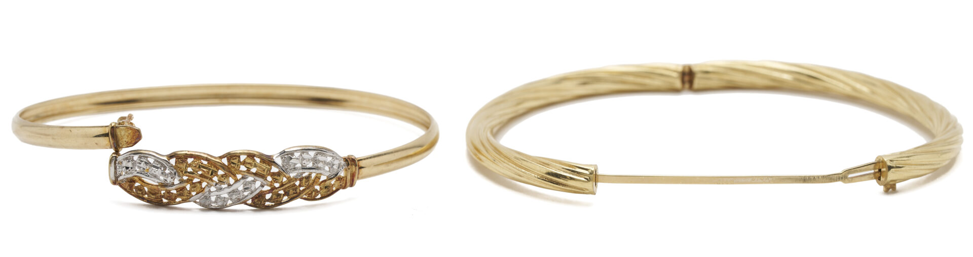 Lot 1233: Two (2) Ladies' Gold Bangle Bracelets