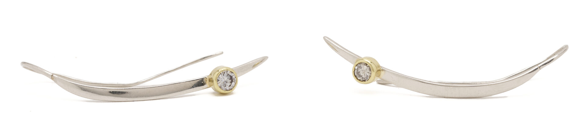 Lot 1235: T. Welker Designer Platinum, Gold and Diamond Earrings