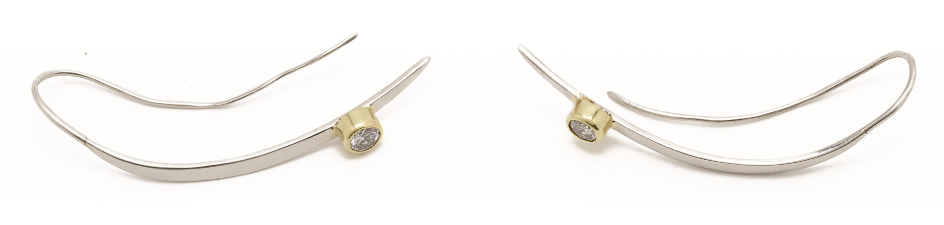 Lot 1235: T. Welker Designer Platinum, Gold and Diamond Earrings