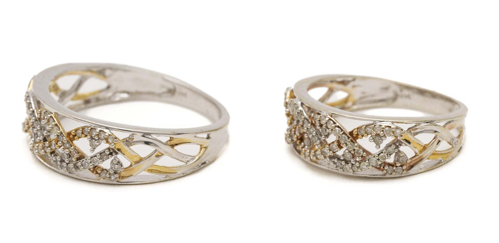 Lot 1244: Two (2) Ladies' 14K Yellow and White Gold & Diamond Rings