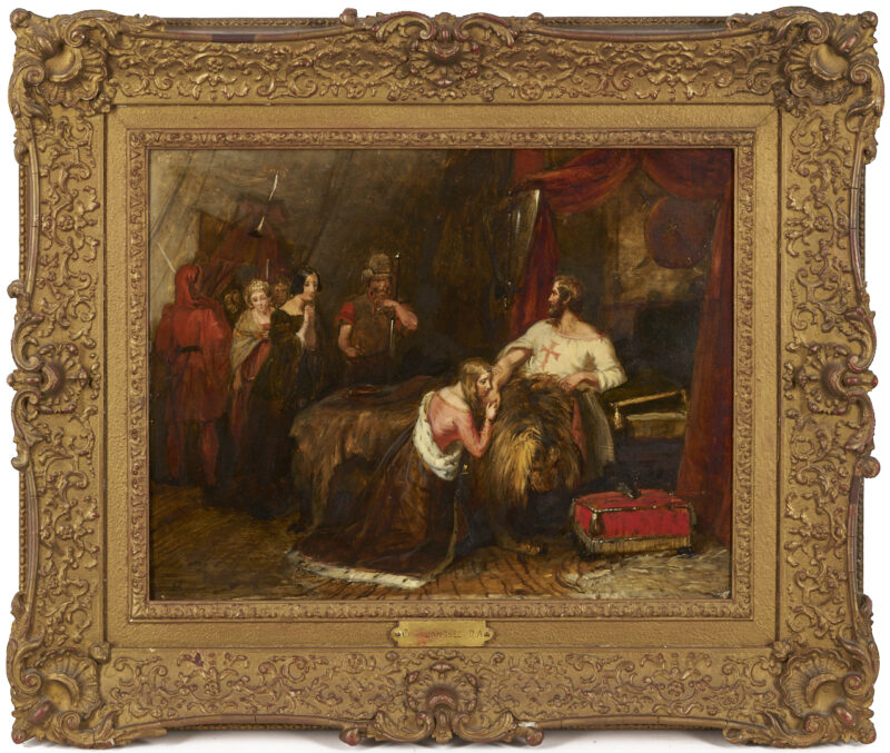 Lot 124: Charles Landseer O/B, Scene from Walter Scott’s The Talisman