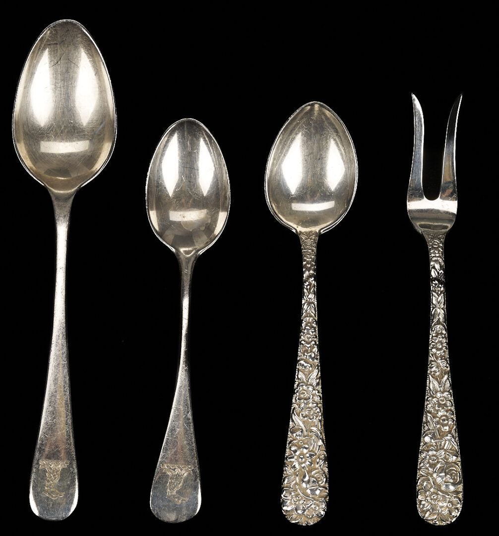 Lot 1256: 26 Pcs. Sterling Flatware, incl. English Stuffing Spoon