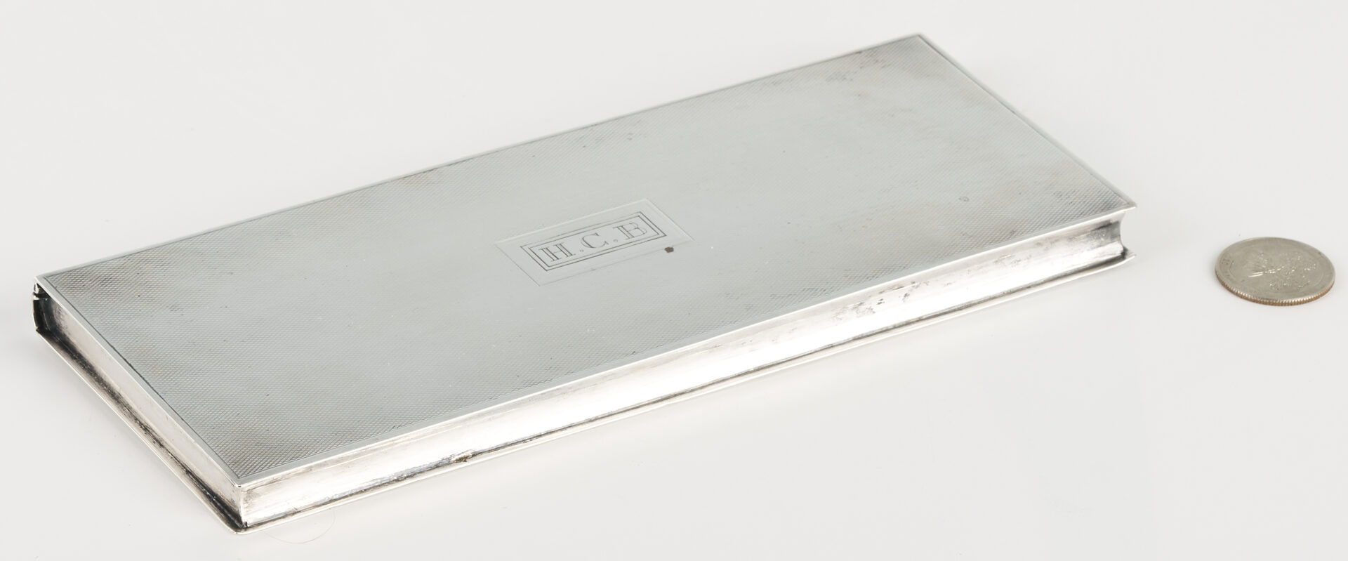 Lot 1258: Art Deco Sterling Silver Rectangular Cigarette Case