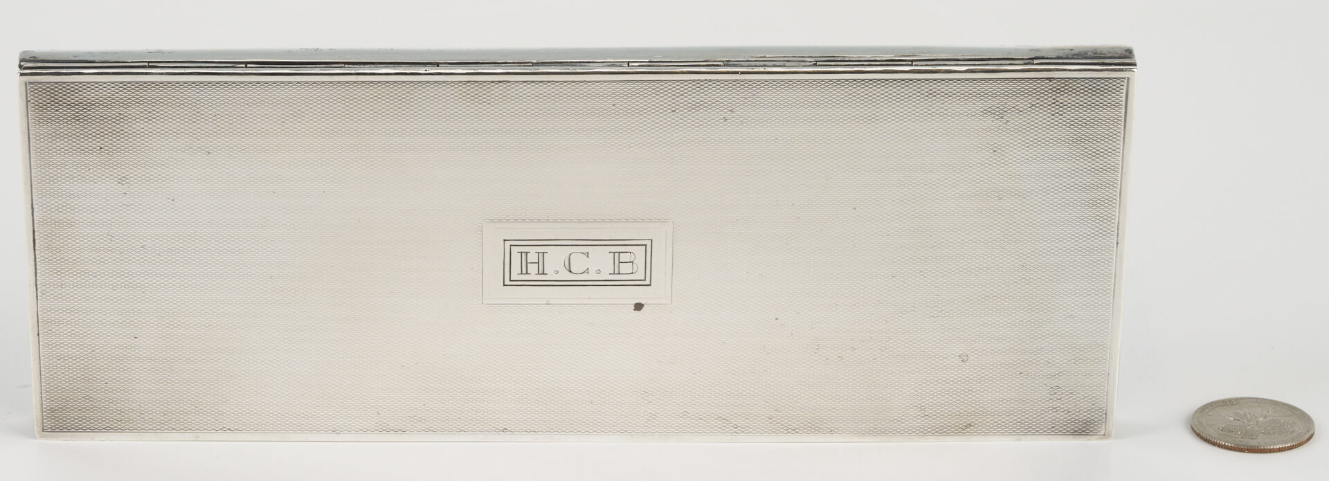 Lot 1258: Art Deco Sterling Silver Rectangular Cigarette Case