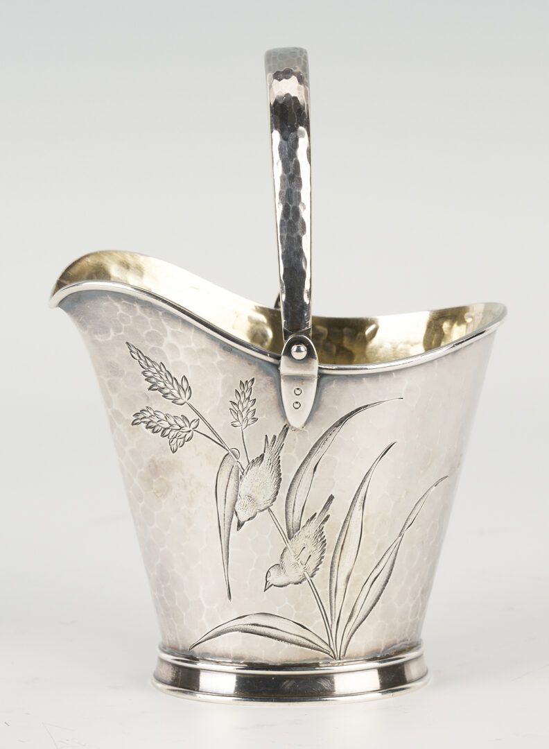 Lot 1260: Whiting Japanese – Aesthetic Sterling Bucket plus S/P Sardine Box and Jug