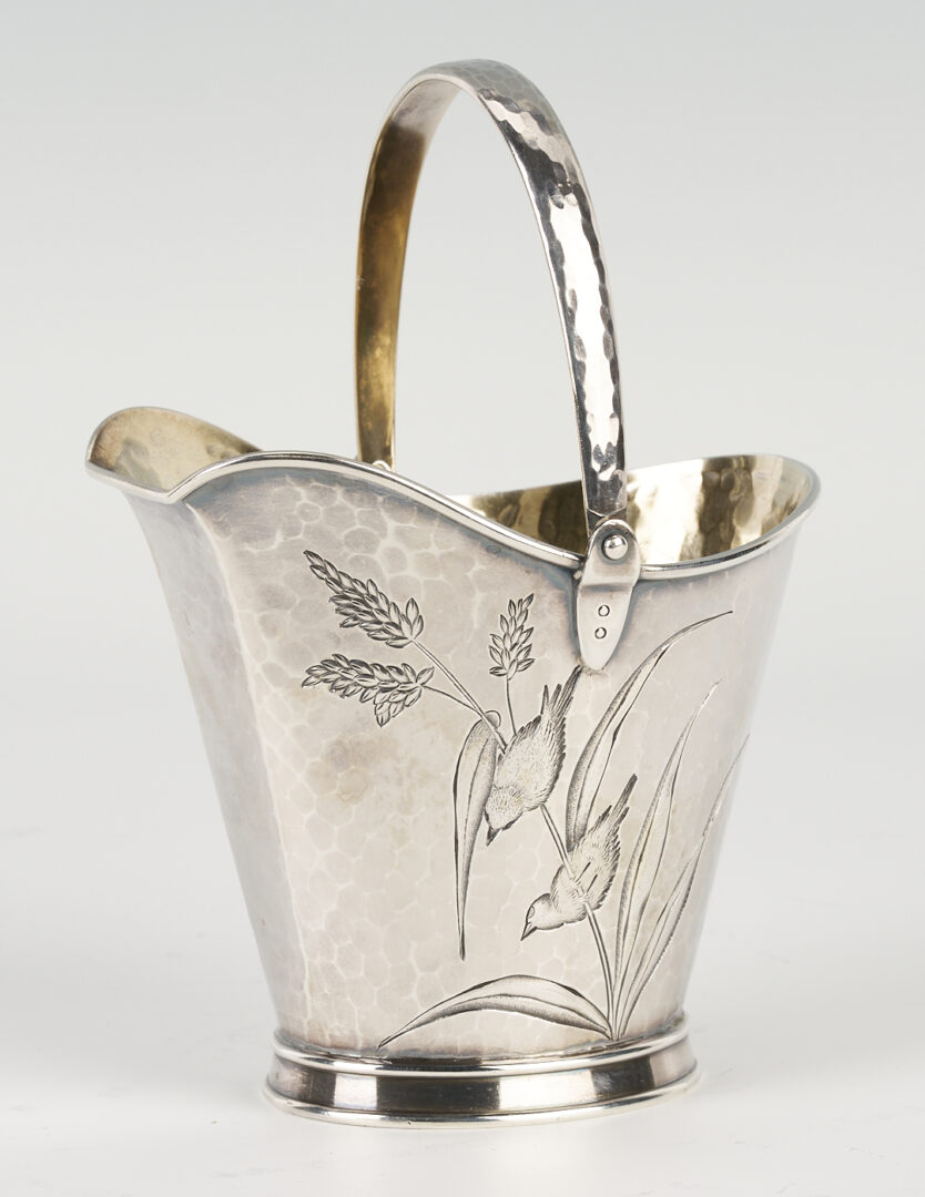 Lot 1260: Whiting Japanese – Aesthetic Sterling Bucket plus S/P Sardine Box and Jug