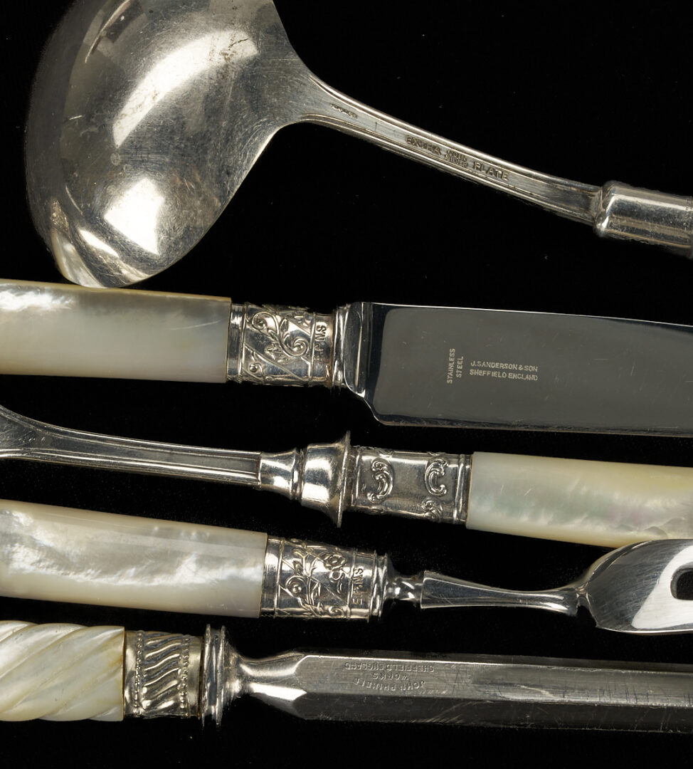 Lot 1262: 51 pcs Sterling and Mother of Pearl Handled Flatware