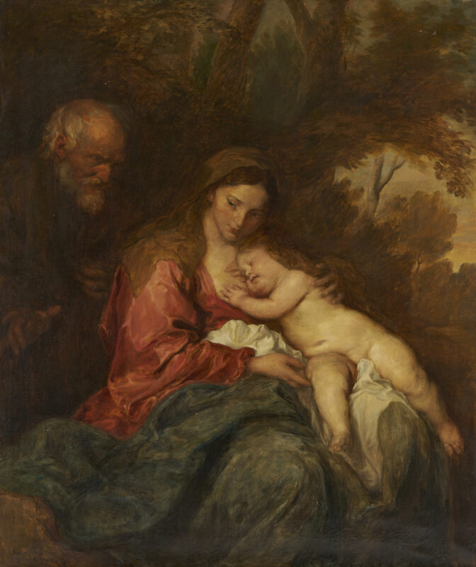 Lot 127: After Van Dyck, Madonna & Child in a Landscape w/ Saint Joseph